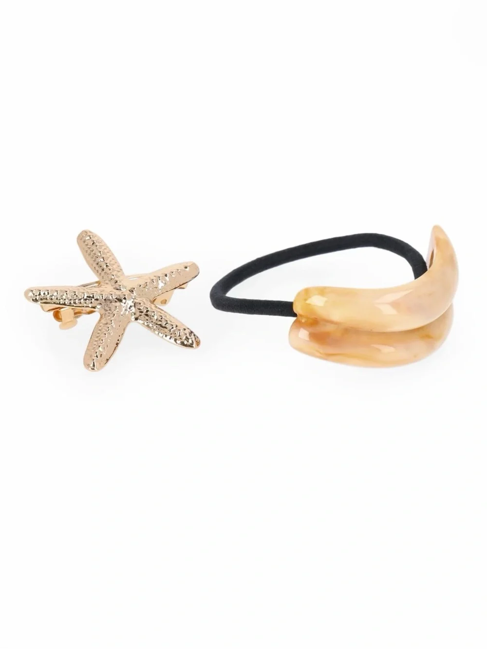 Gold Shell & Pearl Clips, Barrettes, and Hair Cuffs Set, 7-Piece